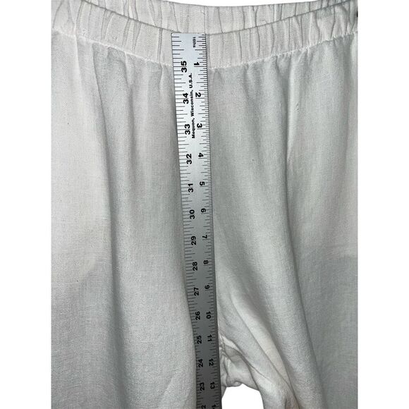 J.Jill Women's 100% Linen White Wide Leg Pants Size Medium Side Pockets Pull On - Picture 6 of 8